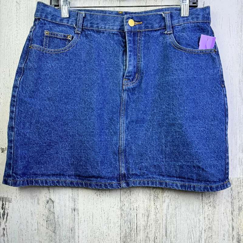 women's polyester tiered skirts for partiesBlue Denim Skirt Mini & Short Chelsea And Violet, Size 16