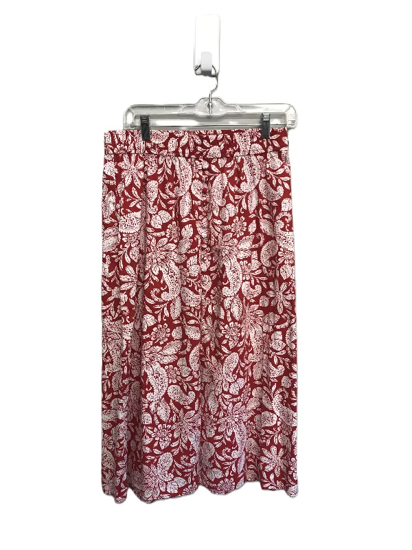 women's satin skirtsRed & White Skirt Midi By Loft, Size: S