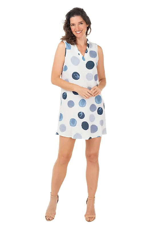 Party DressChambray Dot Textured Ruffle Dress