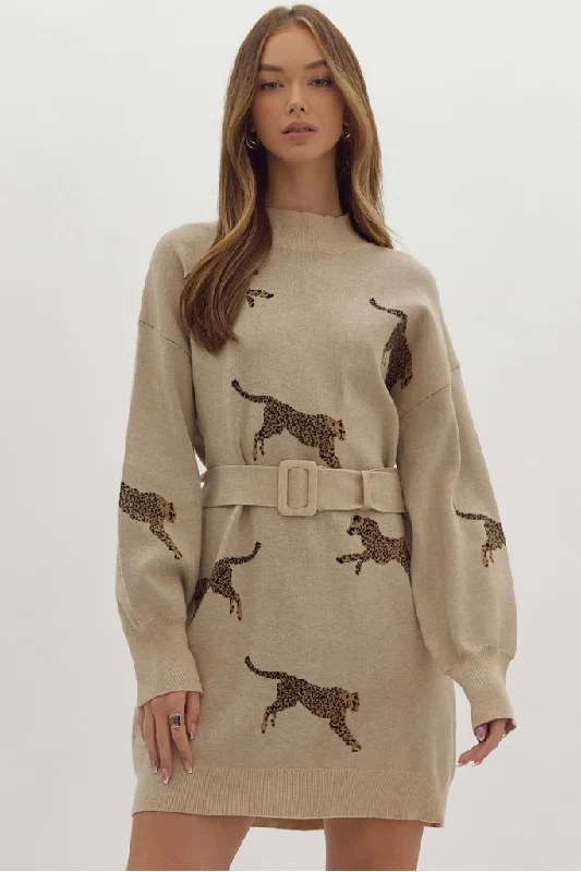 women's evening dressesAdrienne Cheetah Sweater Dress