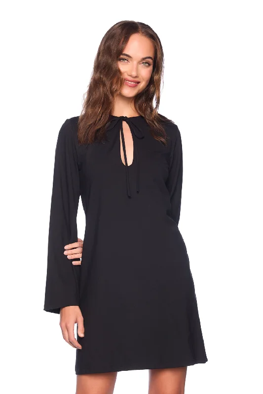 Plus-Size Dressbell sleeve keyhole tie dress