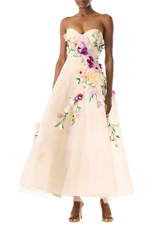 women's evening dressesStrapless Floral Cocktail Dress