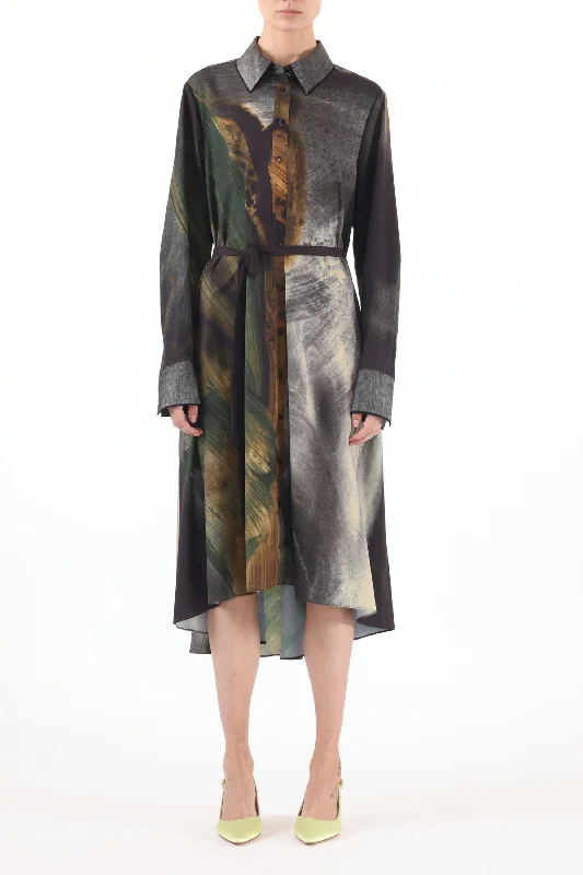 Casual Chic DressBRUSHSTROKE PRINTED OVERSIZED SHIRTDRESS WITH BELT