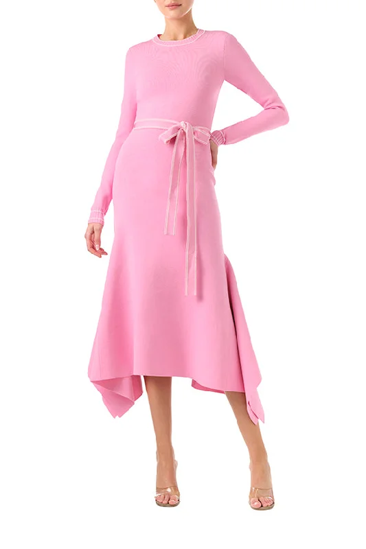 women's halter dressesLong Sleeve Pink Knit Dress