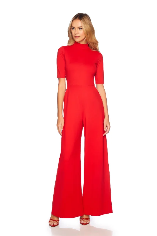 Sheath Dressmock neck short sleeve jumpsuit