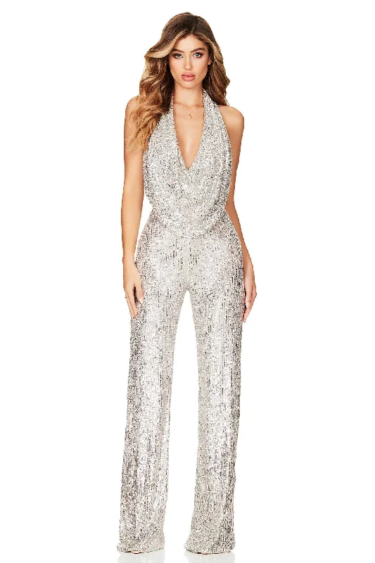 women's flutter-sleeved dressesNookie Fantasy Jumpsuit - Silver