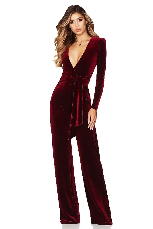 women's cocktail dressesNookie Vamp Velvet Jumpsuit - Wine