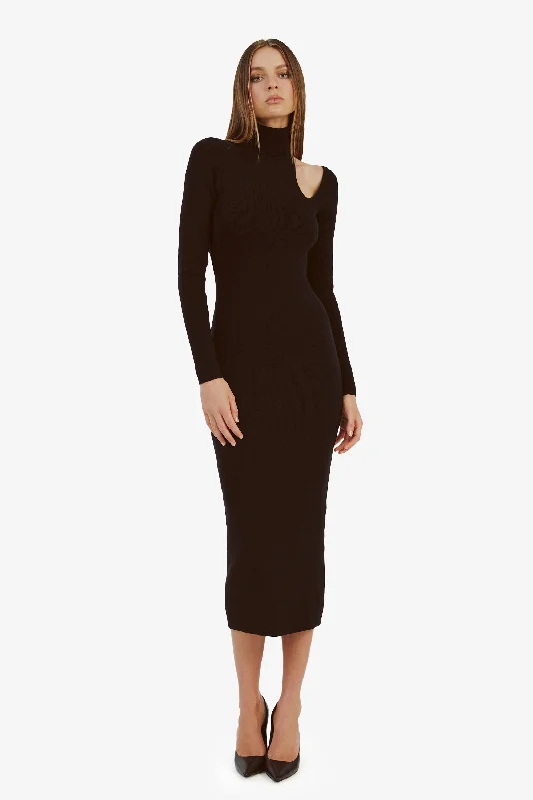 Chic DressOlesa Asymmetric Knit Dress - Black