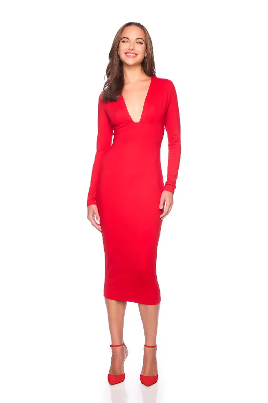 Jersey Dressopen front long sleeve dress