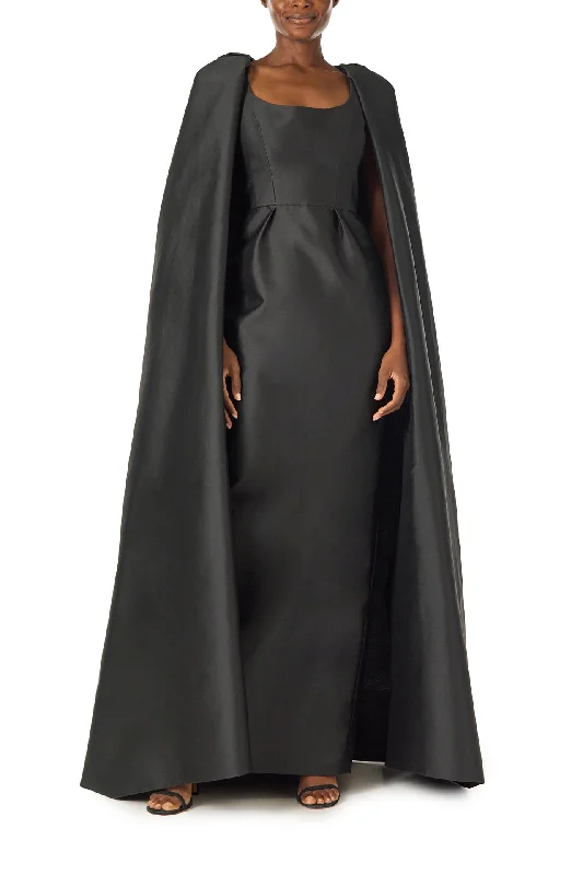 Designer DressScoop Neck Column Gown with Cape