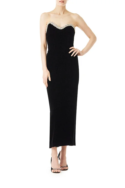 women's bodycon dressesStrapless Velvet Column Dress