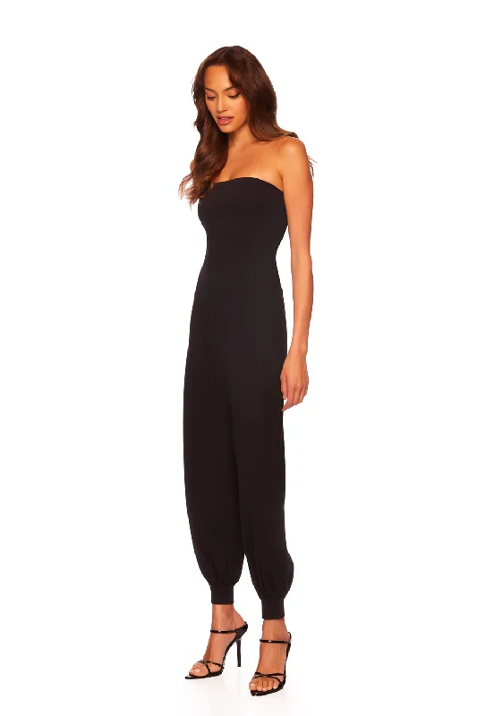 Ruffled Hem Dressstrapless jogger jumpsuit