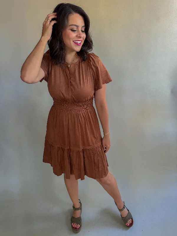 Embellished DressThe Tayte Suede Dress (Rust)