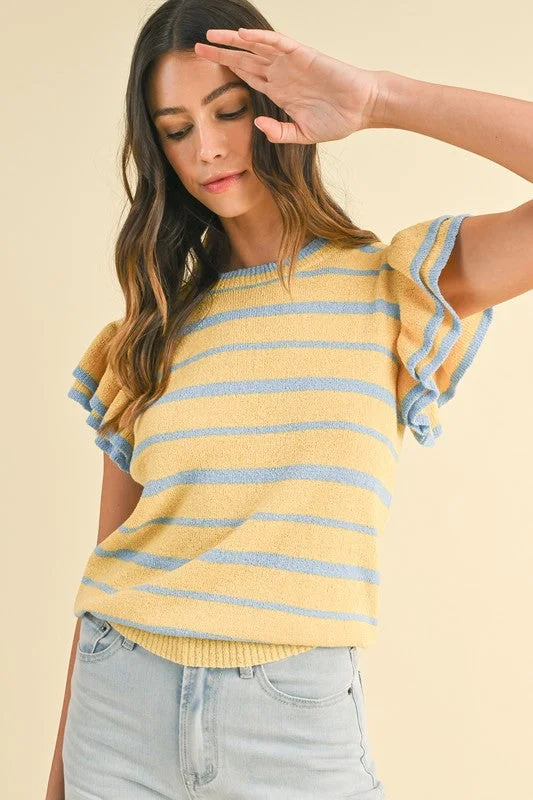 women's denim dressesBayside Bash Yellow Striped Top