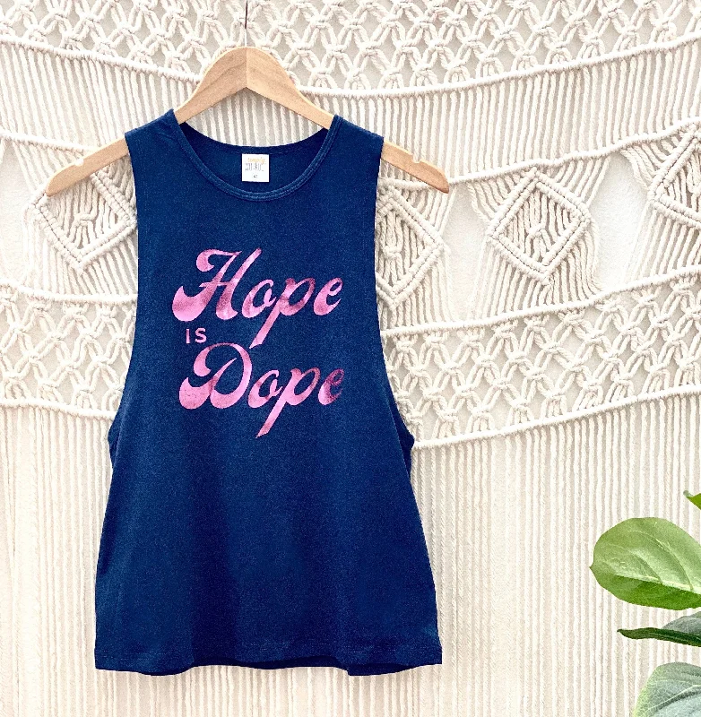 women's tops for those who seek both style and comfortHope is Dope - Pink Foil - Navy Muscle Tank