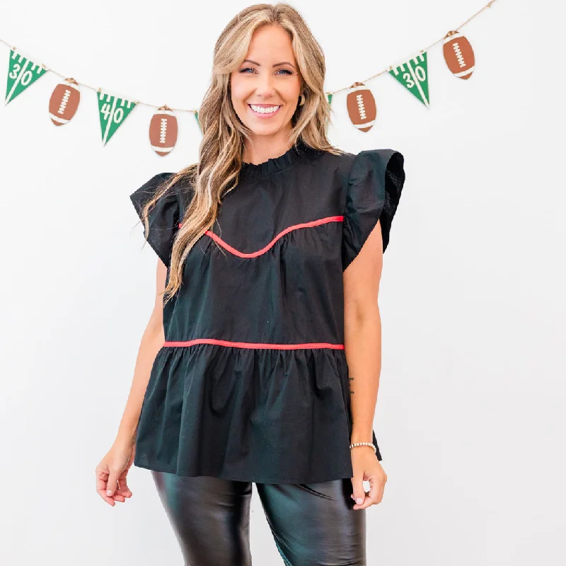 women's tops for those who want to stay on top of the latest fashion trends and wear pieces that are both stylish and on-trendAll The Spirit Top, Black-Red