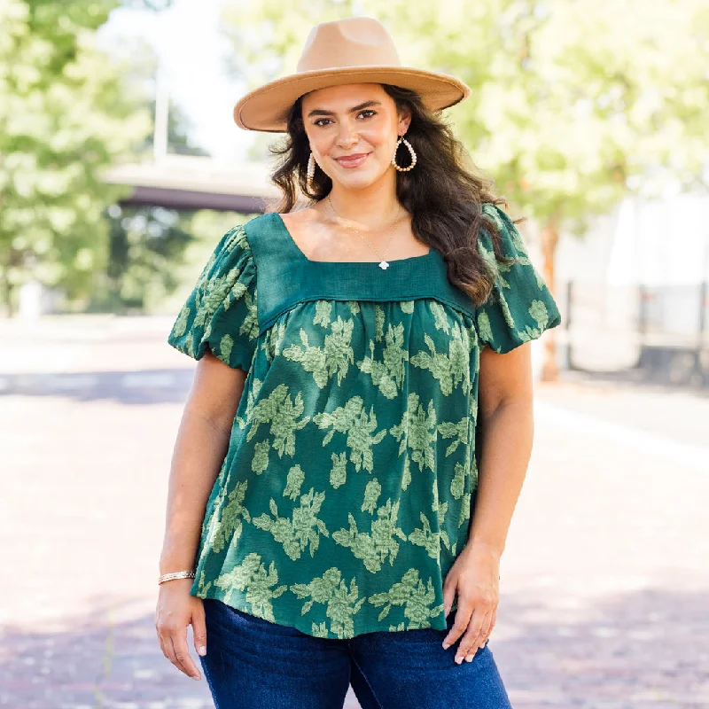 plus-size women's topsEvergreen Trees Top, Deep Green