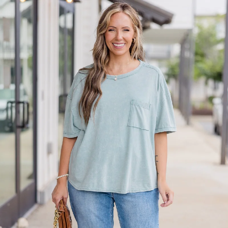 striped women's topsInspired By Perfection Tee, Sage