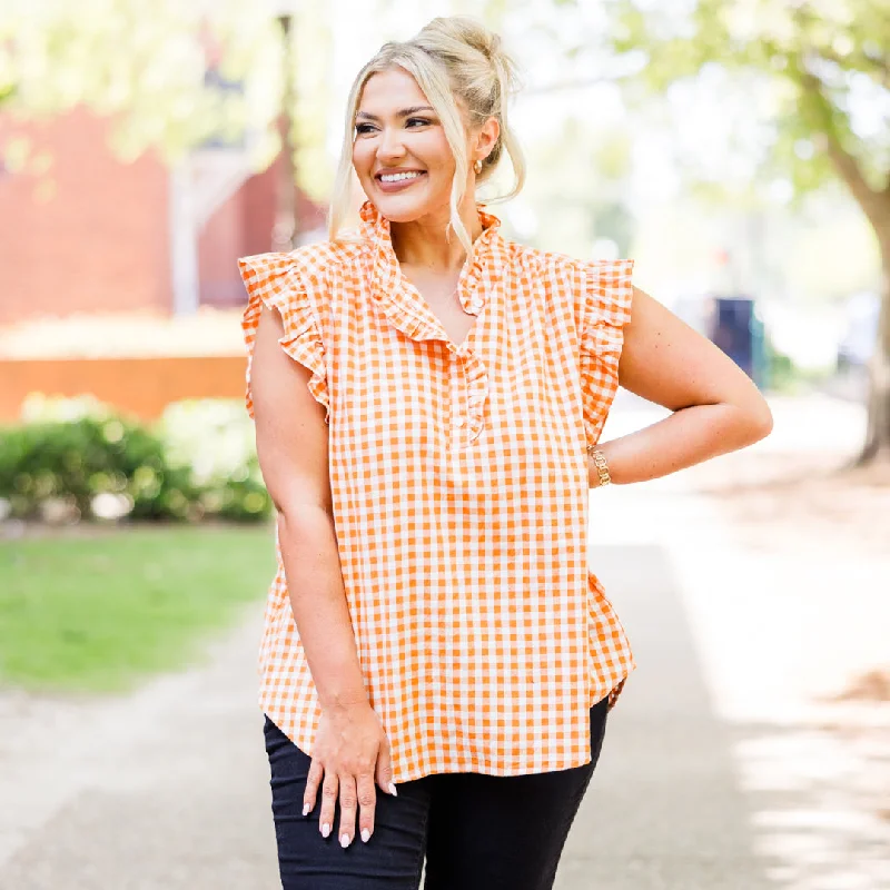 women's tops for glamorous eveningsMeet Me At The Stadium Top, Orange