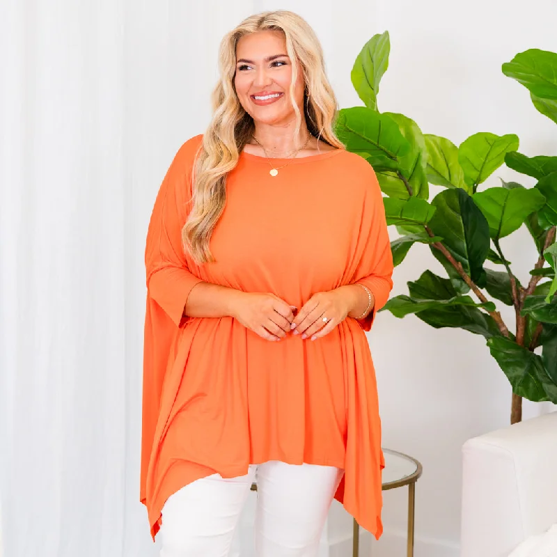 women's tops for those who prefer classic over trendy stylesMinutes Into Hours Top, Orange