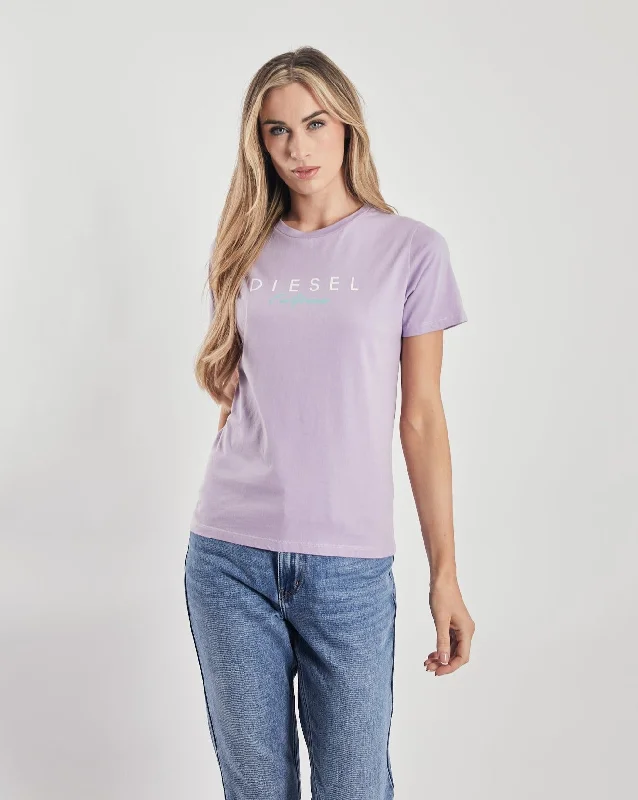 women's tops with cold-shoulder cuts and lace detailingMaisie T-Shirt Purple Rose