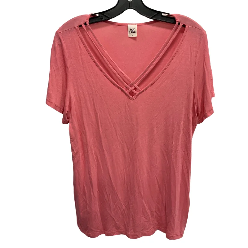 women's stylish topsTop Short Sleeve Basic By Sew In Love In Pink, Size: L