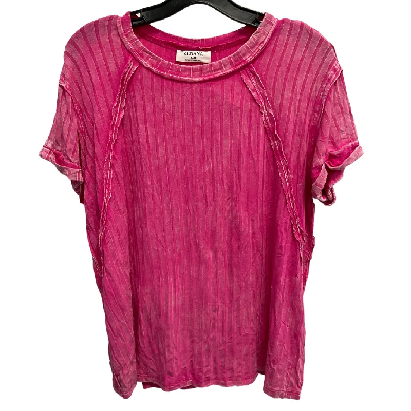 women's tops with unique designsTop Short Sleeve Basic By Zenana Outfitters In Pink, Size: S