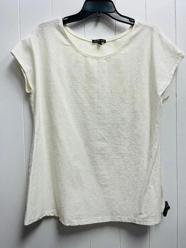 women's tops for those who want to invest in timeless piecesTop Short Sleeve By Eileen Fisher In Cream, Size: Xl