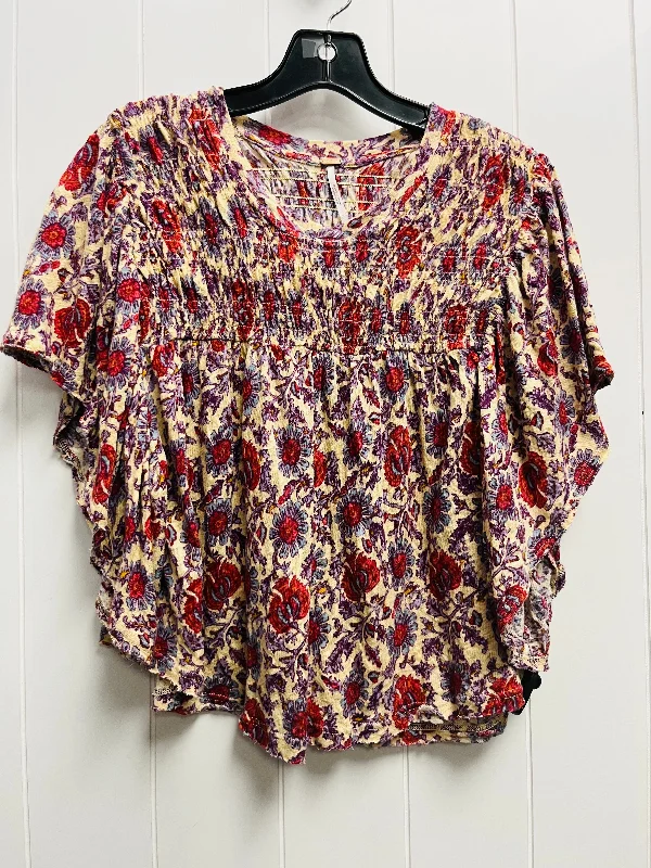 women's tops for relaxed weekendsTop Short Sleeve By Free People In Orange & Purple, Size: Xs