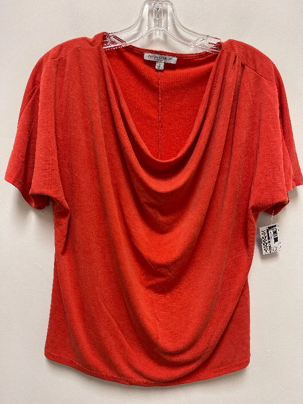 women's stylish topsTop Short Sleeve By Green Envelope In Orange, Size: S