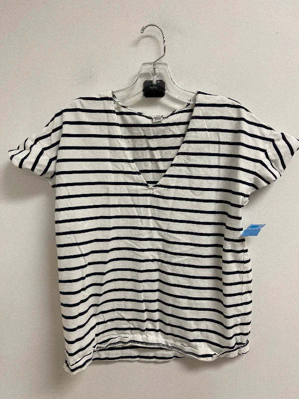 women's tops made from cottonTop Short Sleeve By J. Crew In Striped Pattern, Size: L