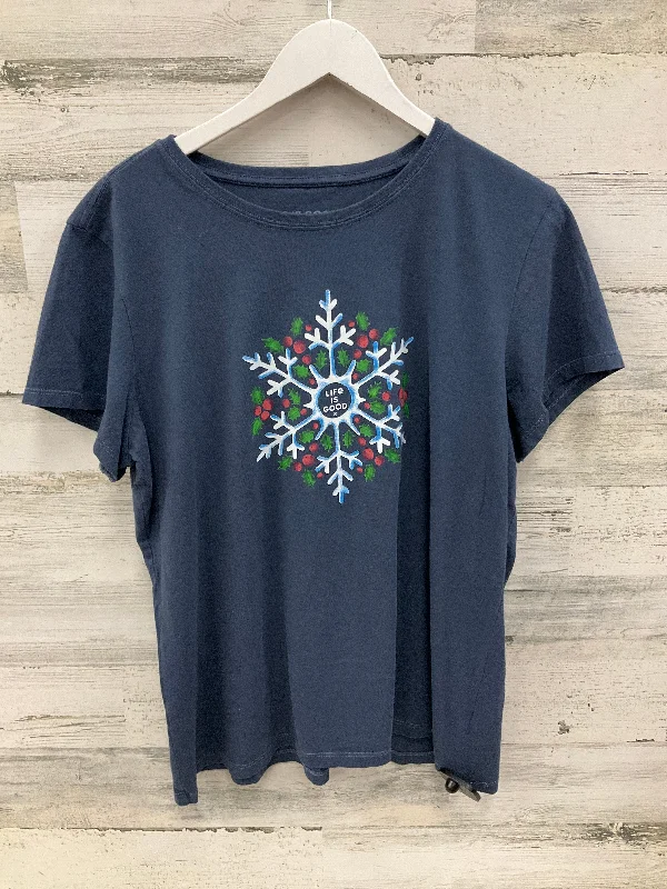 women's tops for those who want to stay on top of the latest fashion trends and wear pieces that are both stylish and on-trendTop Short Sleeve By Life Is Good In Blue, Size: Xl