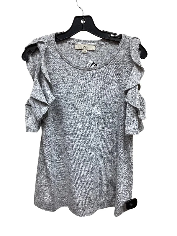 women's tops for date nightsTop Short Sleeve By Loft In Grey, Size: S