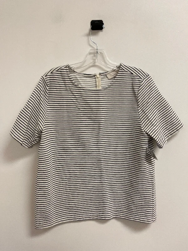 silk women's topsTop Short Sleeve By Loft In Striped Pattern, Size: M