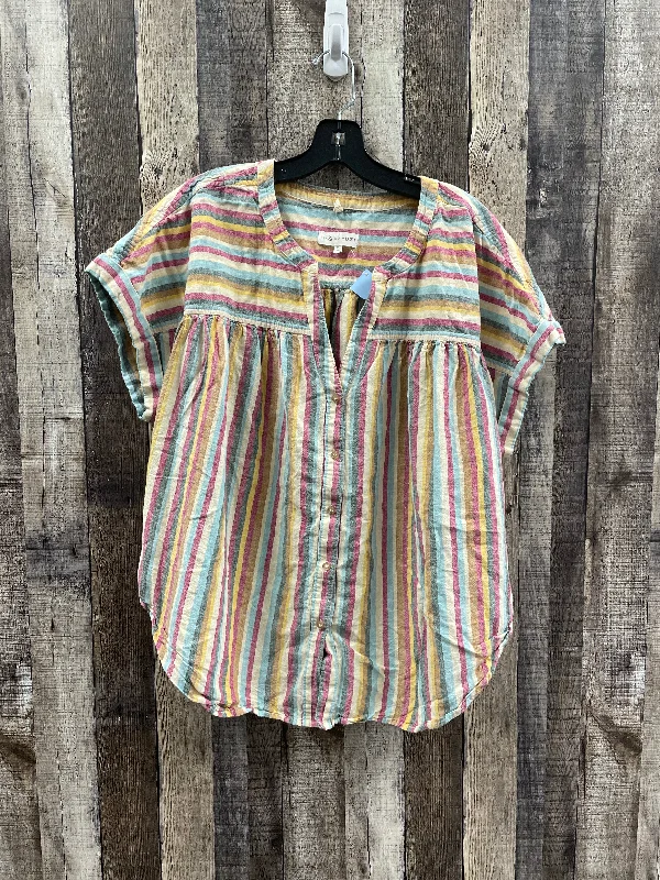 women's tops for cocktail partiesTop Short Sleeve By Lou And Grey In Striped Pattern, Size: Xl