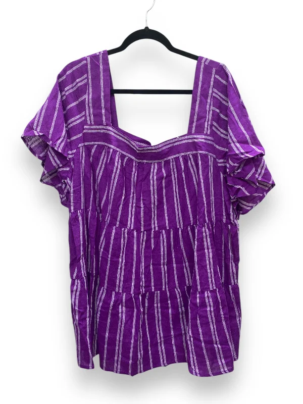 long-sleeved women's topsTop Short Sleeve By Terra & Sky In Purple, Size: 2x