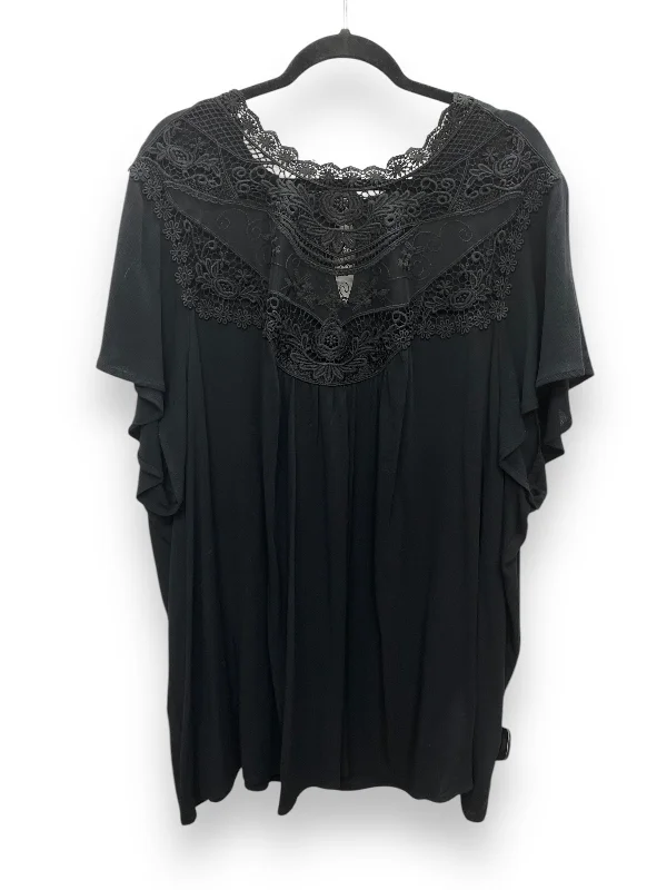 women's tops with sheer overlaysTop Short Sleeve By Torrid In Black, Size: 4x