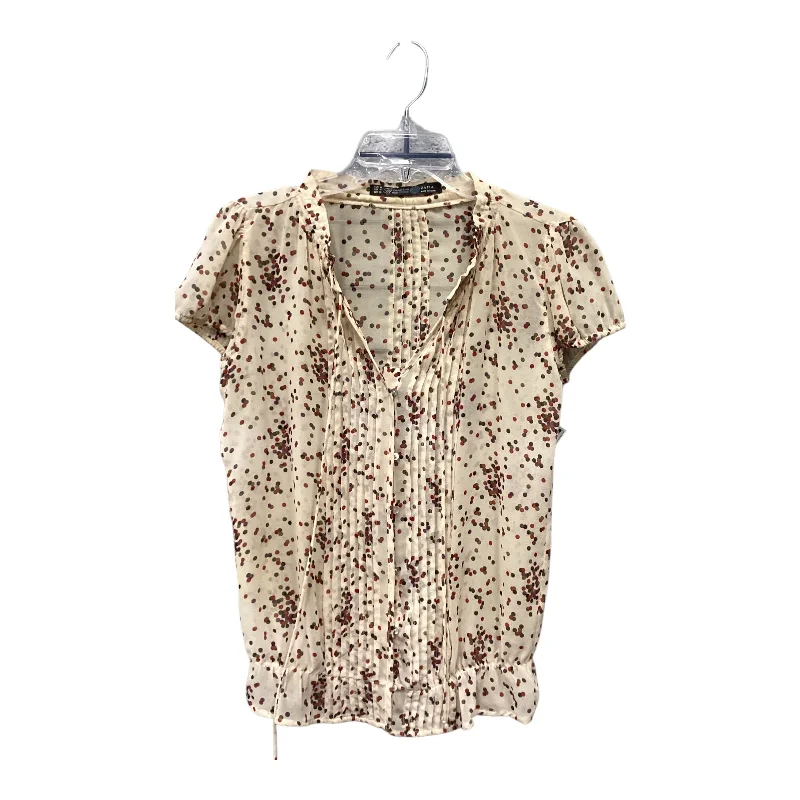 women's tops with beading accentsTop Short Sleeve By Zara In Cream, Size: M