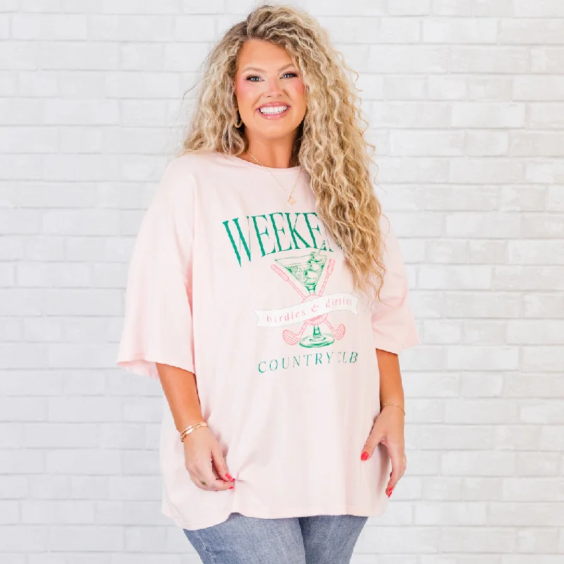 women's tops for those who want to create stylish and put-together outfits without spending a fortuneWeekend Club Boyfriend Tee, Cream Pink